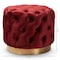 Baxton Studio Valeria Red Velvet Upholstered Gold-Finished Button Tufted Ottoman 152-9377 - alternate 5